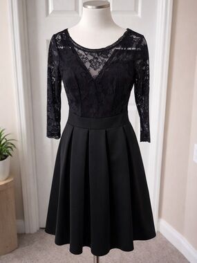 Black Lace Fit-and-Flare Dress